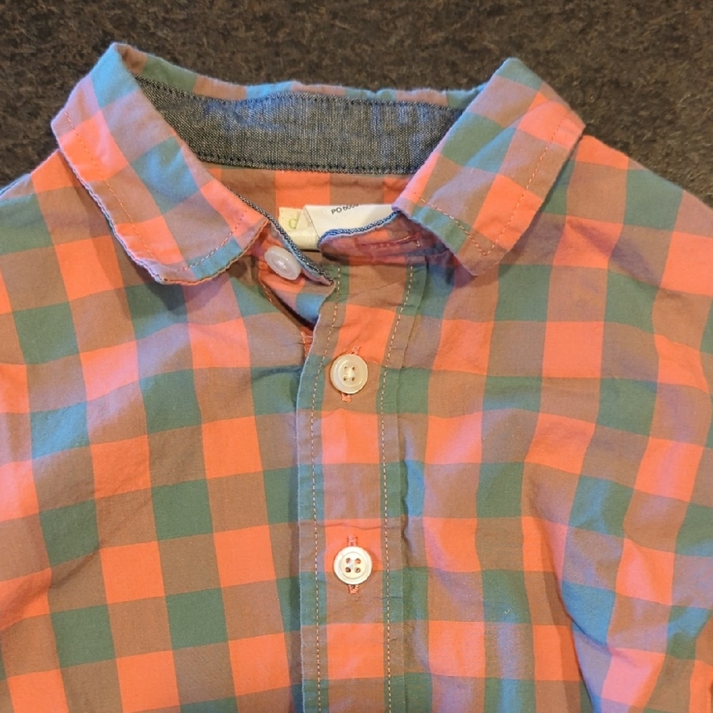 Crewcuts Coral and Teal Checkered Shirt